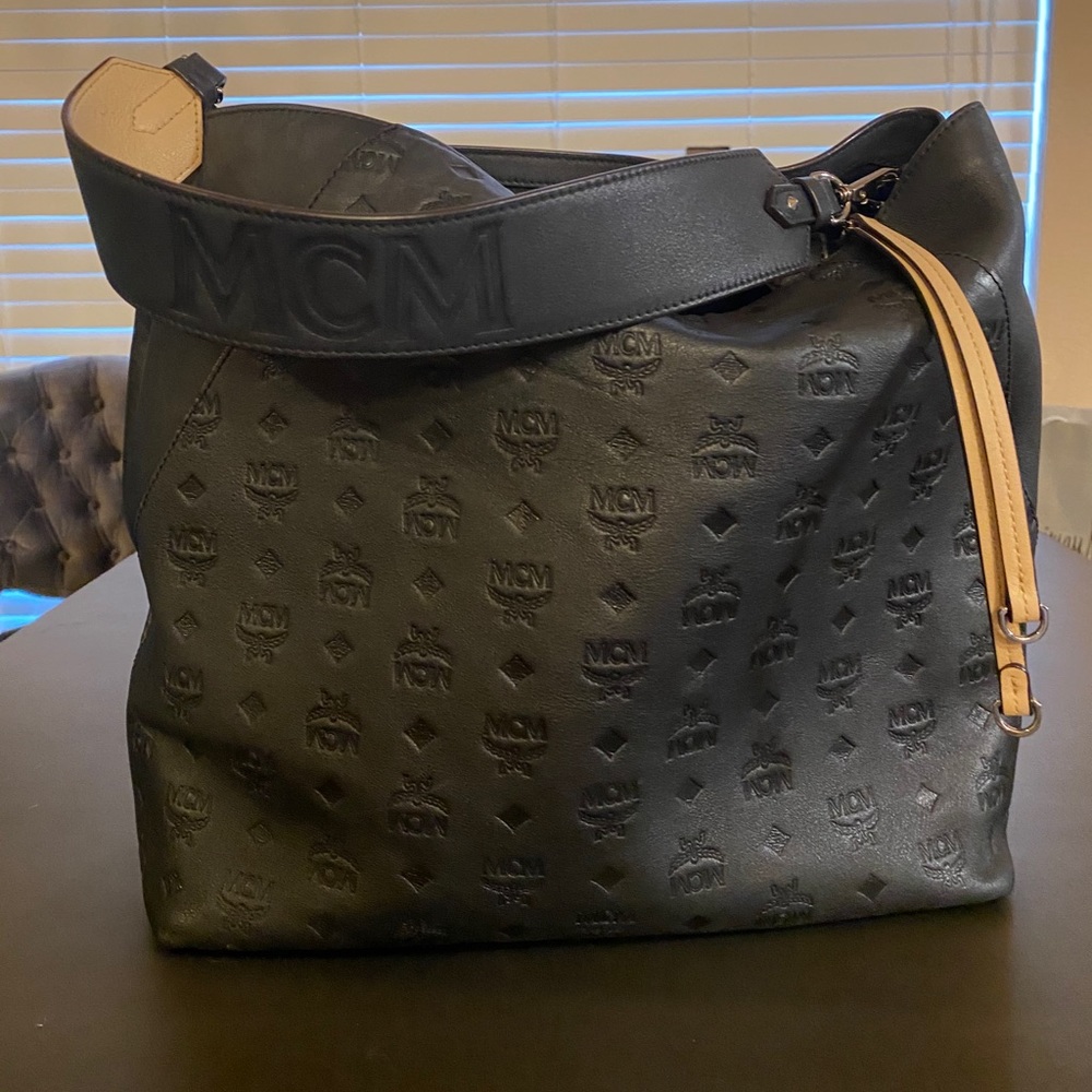 MCM Klara Large Monogrammed Leather Hobo Bag